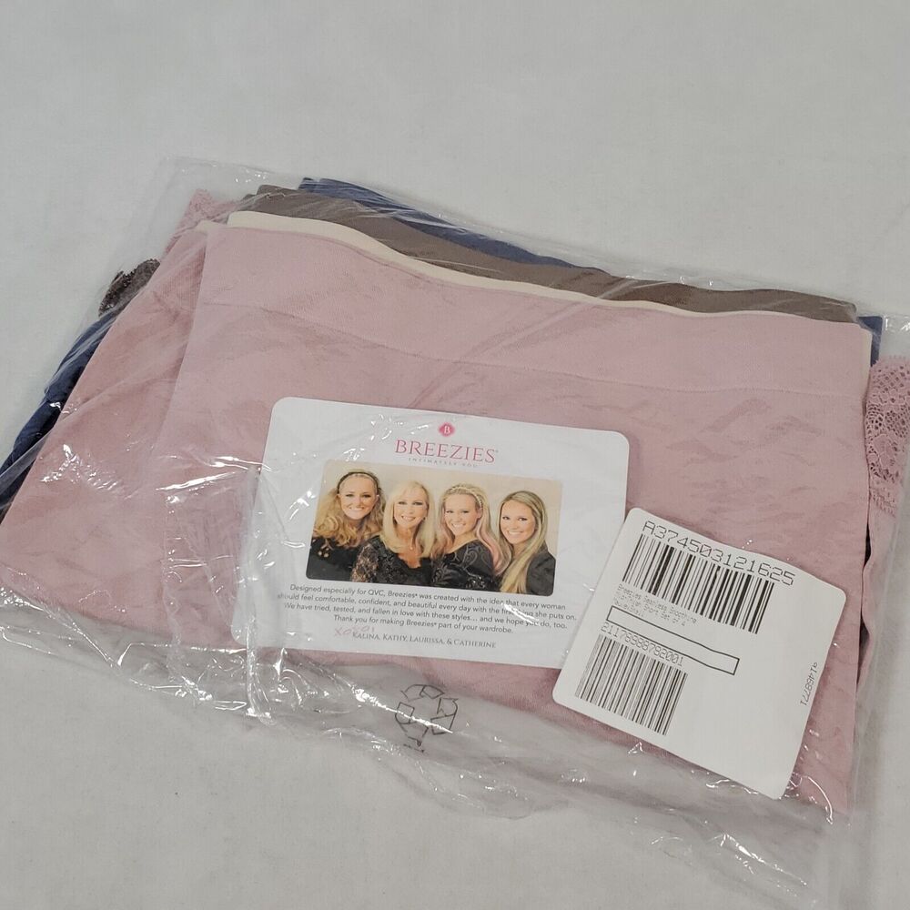 Breezies Seamless Smoothing Mid-Thigh Short Sz S 4 Pack Mauve Color Lace Trim